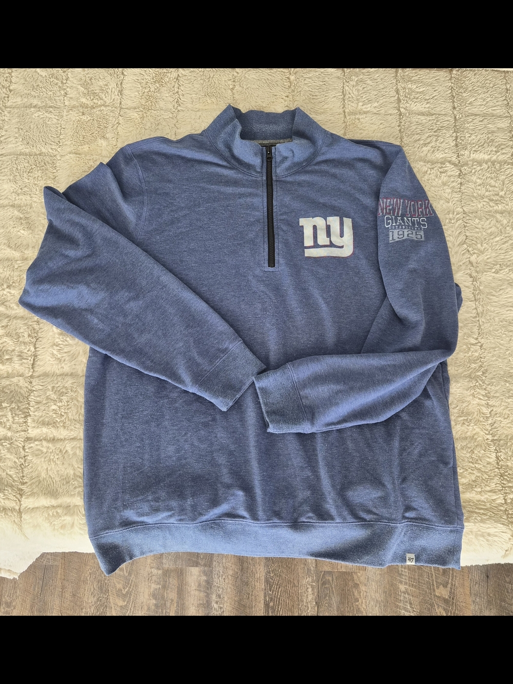 47 Men's New York Giants Blue Quarter-Zip Pullover